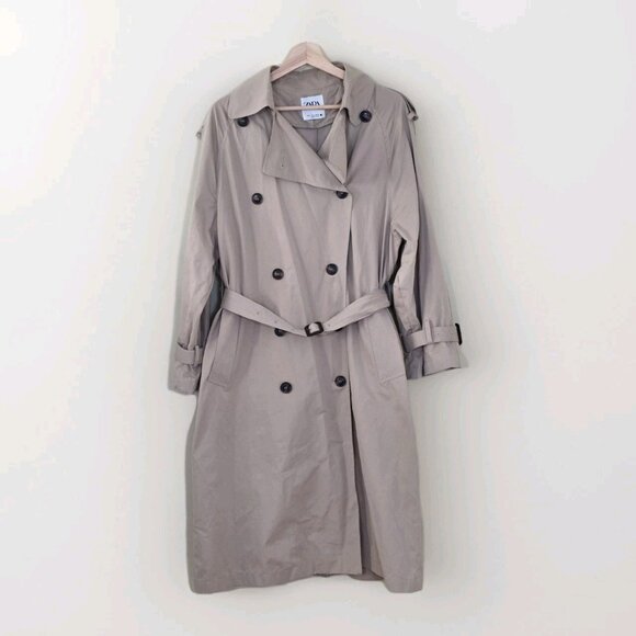 Zara Trench Coat Womens M Beige Belted Long Pockets Buttons Lightweight Preppy - Picture 1 of 16